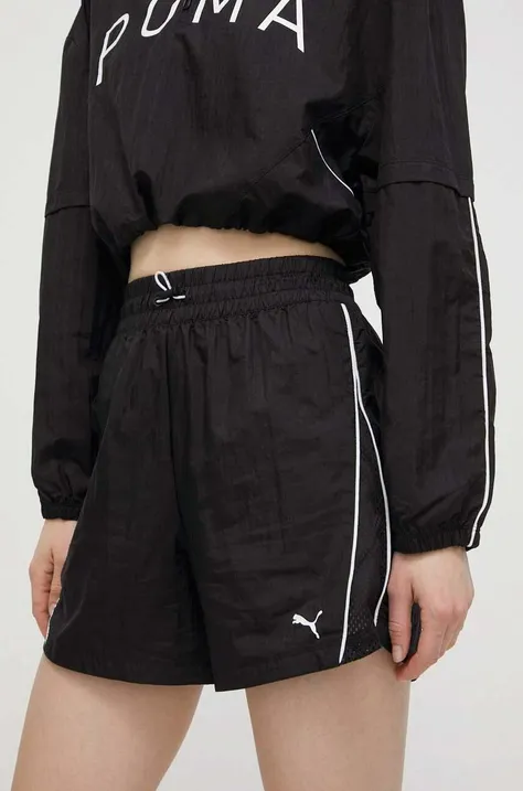 Tréninkové šortky Puma Fit Move černá barva, s aplikací, high waist, 524812