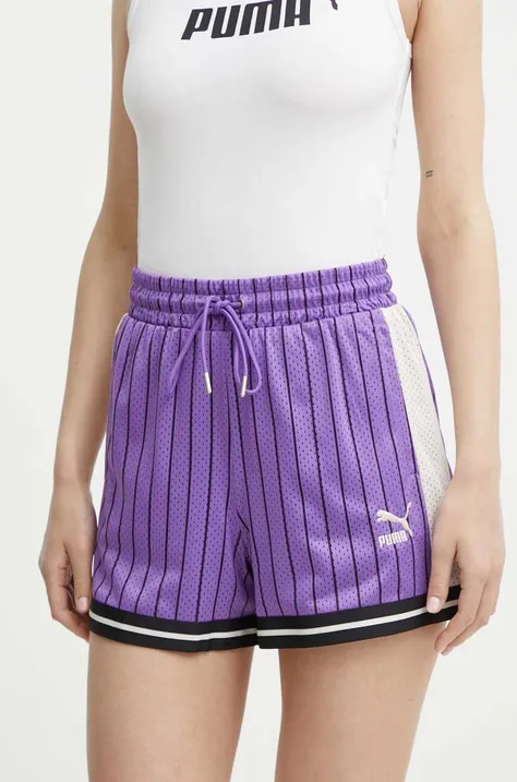 Kratke hlače Puma T7 ženske, vijolična barva, 624345