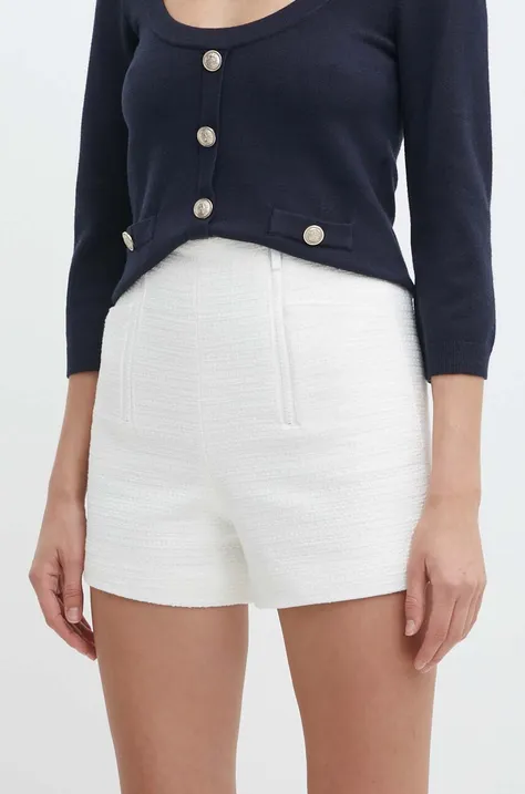 Kratke hlače Morgan SHIDOLA za žene, boja: bijela, bez uzorka, visoki struk