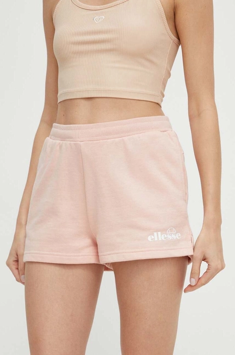 Ellesse pantaloni scurti Kyrana Short femei, culoarea roz, cu imprimeu, medium waist, SGP16456