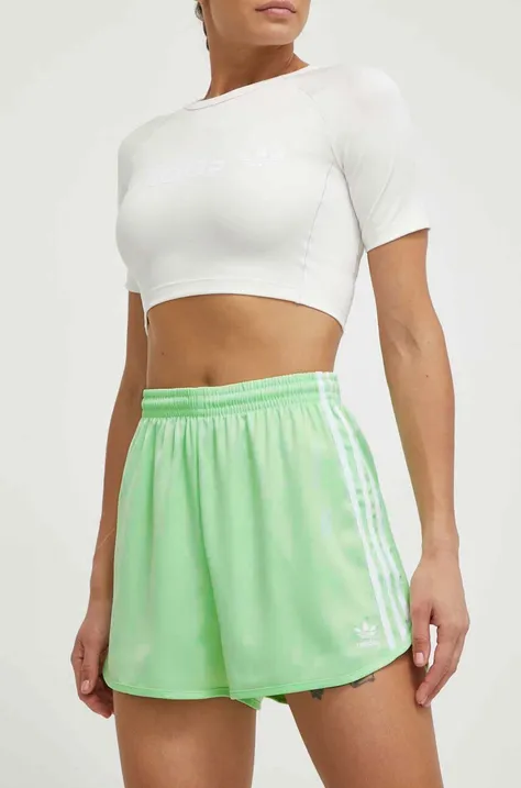 adidas Originals rövidnadrág női, zöld, nyomott mintás, magas derekú, IP0712