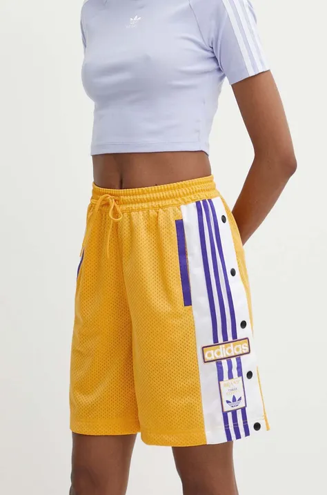 Kratke hlače adidas Originals ženske, rumena barva, IS2471