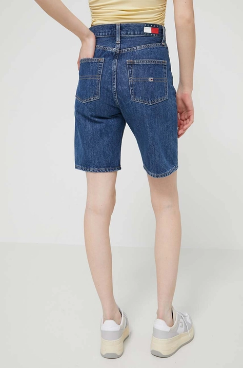 Džínové šortky Tommy Jeans dámské, hladké, high waist, DW0DW17634