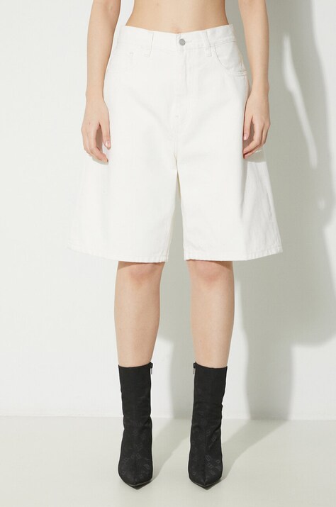 Carhartt WIP szorty jeansowe Brandon Short damskie kolor beżowy gładkie high waist I031919.202