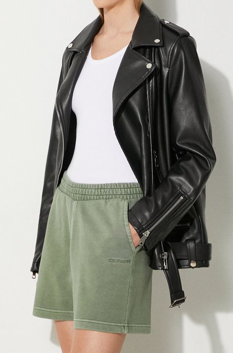 Βαμβακερό σορτσάκι Carhartt WIP Duster Script Sweat χρώμα: πράσινο, I033055.1YFGD