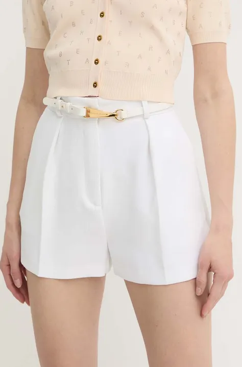 Elisabetta Franchi szorty damskie kolor biały gładkie high waist SH00542E2