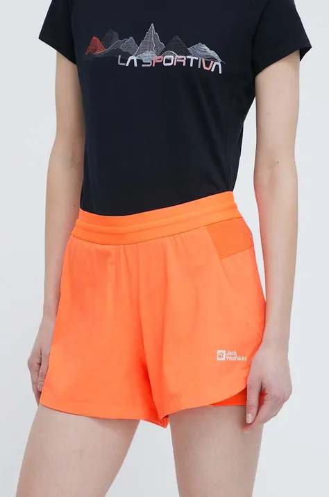 Къс панталон за спортове на открито Jack Wolfskin Prelight 2in1 в оранжево с изчистен дизайн със стандартна талия 1509021