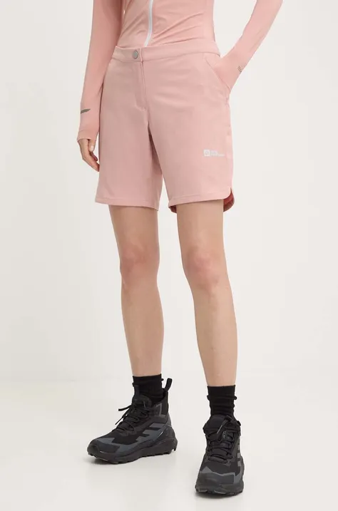 Kratke outdoor hlače Jack Wolfskin Hiking Alpine boja: ružičasta, bez uzorka, srednje visoki struk