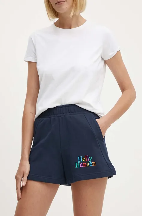 Kratke hlače Helly Hansen za žene, boja: tamno plava, s tiskom, visoki struk, 54081