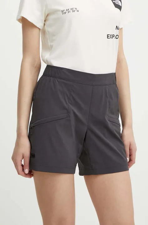 Outdoorové šortky Helly Hansen Elv Light šedá barva, high waist, 63304