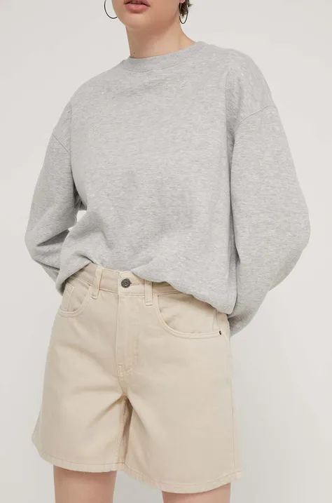 Desigual pantaloni scurti din bumbac SURY culoarea bej, neted, high waist, 24SWDD54