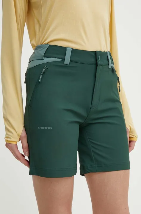 Kratke outdoor hlače Viking Sequoia boja: zelena, bez uzorka, srednje visoki struk
