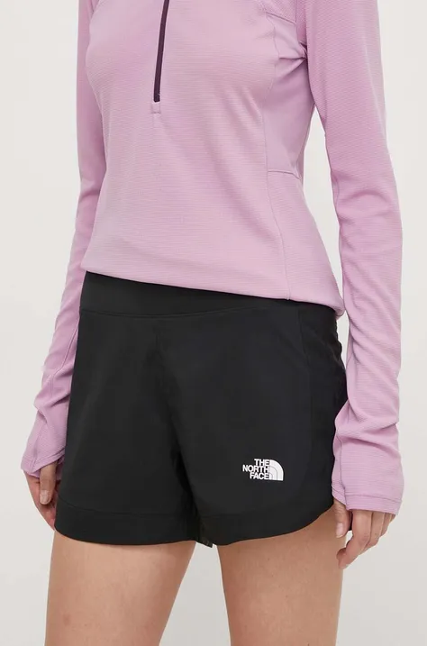 The North Face sport rövidnadrág Sunriser női, fekete, sima, magas derekú, NF0A88SEJK31
