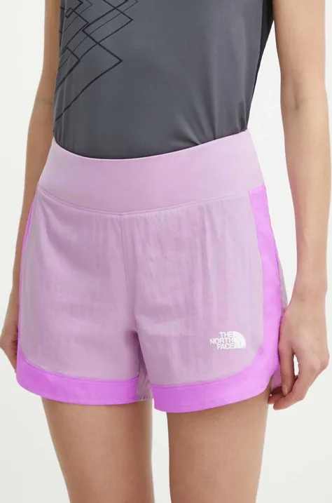 Sportovní šortky The North Face Sunriser dámské, fialová barva, vzorované, high waist, NF0A88SETOW1
