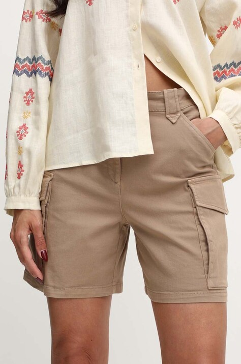 MAX&Co. szorty x FATMA MOSTAFA damskie kolor brązowy gładkie high waist 2418141012200