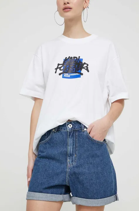 Джинсовые шорты Karl Lagerfeld Jeans женские цвет синий однотонные высокая посадка