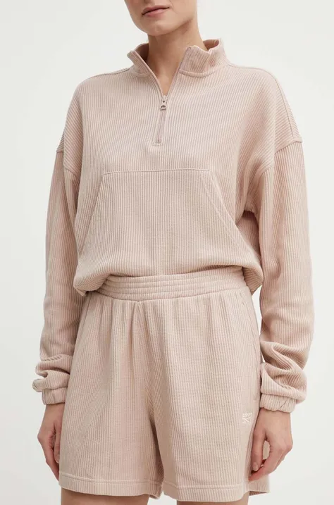 Kratke hlače Reebok Classic Wardrobe Essentials za žene, boja: ružičasta, bez uzorka, visoki struk, 100075333