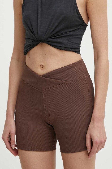 Шорти для йоги Reebok LUX Collection колір коричневий однотонні середня посадка 100075382