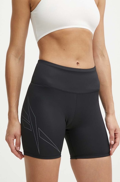 Kratke hlače za trening Reebok Lux Bold boja: crna, s tiskom, visoki struk, 100075384