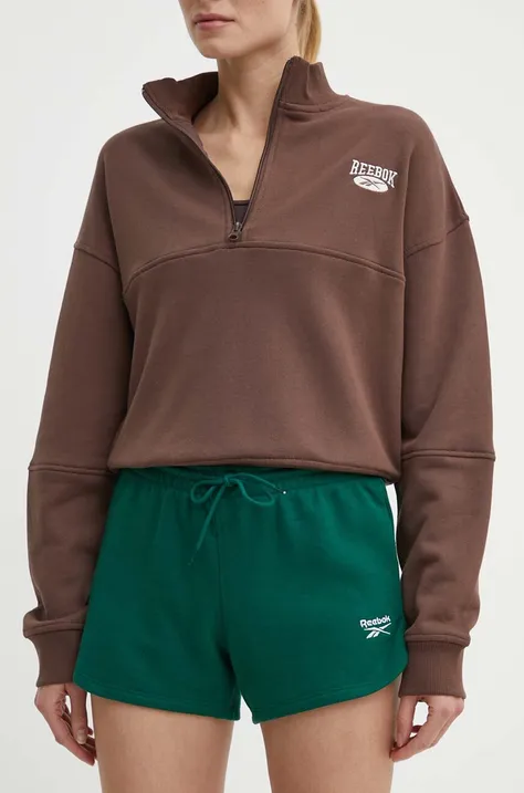 Kratke hlače Reebok boja: zelena, bez uzorka, visoki struk, 100075987
