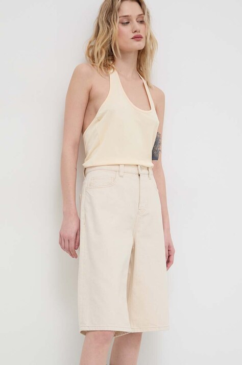 Won Hundred szorty bawełniane kolor beżowy gładkie high waist 2891-15147