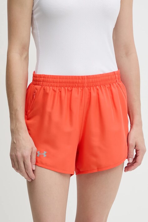 Bežecké šortky Under Armour Fly By žltá farba, jednofarebné, vysoký pás
