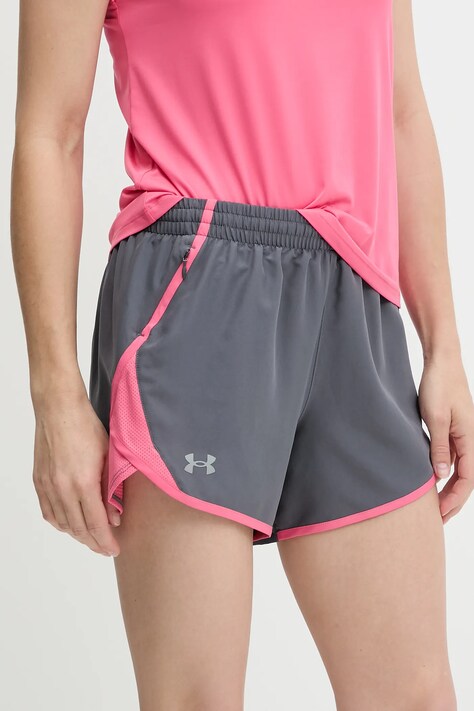 Bežecké šortky Under Armour Fly By žltá farba, jednofarebné, vysoký pás