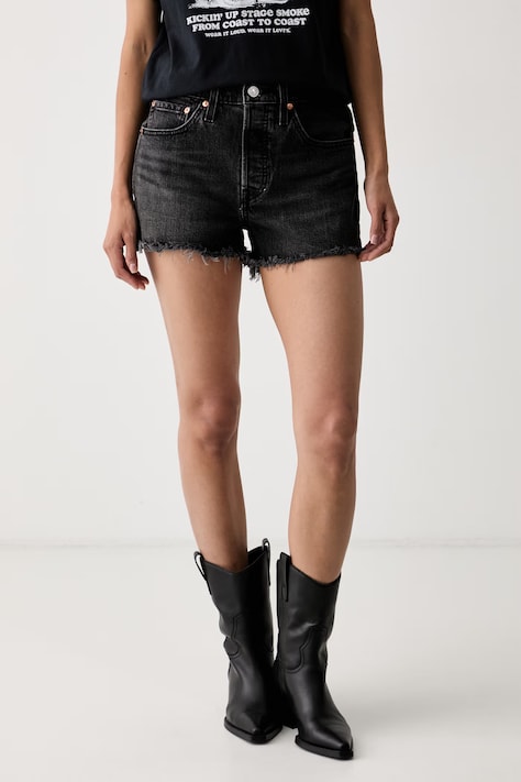 Levi's šortky dámske rifľové 501® ORIGINAL čierne high waist 56327