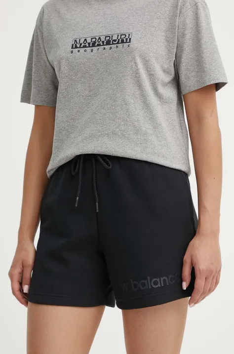 Kratke hlače New Balance za žene, boja: crna, s tiskom, visoki struk, WS41550BK