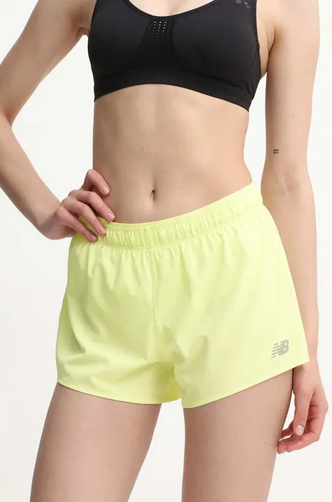 Kratke hlače za trčanje New Balance boja: zelena, bez uzorka, srednje visoki struk, WS41286LLT