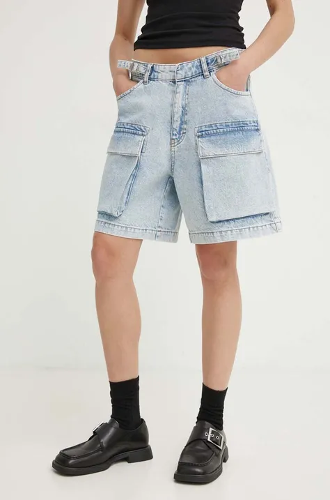Gestuz pantaloni scurti jeans femei, neted, high waist, 10909151