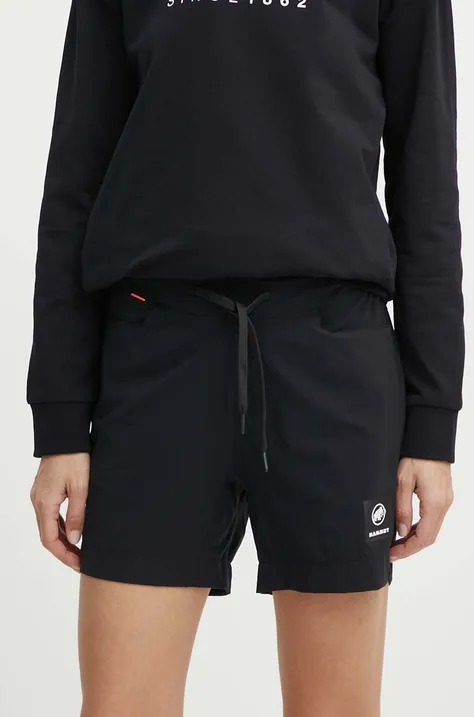Къс панталон за спортове на открито Mammut Massone Sport в черно с изчистен дизайн със стандартна талия