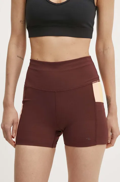 Rip Curl pantaloni scurti sport Revival femei, culoarea bordo, modelator, high waist