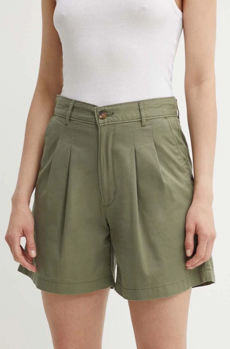 Levi's szorty damskie kolor zielony gładkie high waist