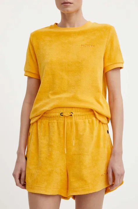 Kratke hlače Picture Carel za žene, boja: žuta, bez uzorka, visoki struk, WSH057