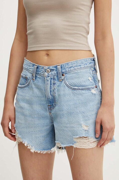 Abercrombie & Fitch pantaloni scurti jeans femei, neted, high waist