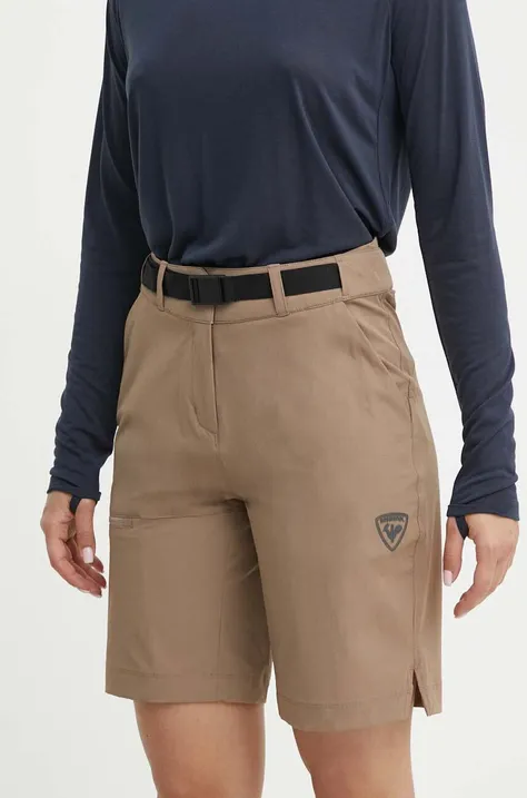Kratke outdoor hlače Rossignol boja: smeđa, bez uzorka, visoki struk, RLMWP35