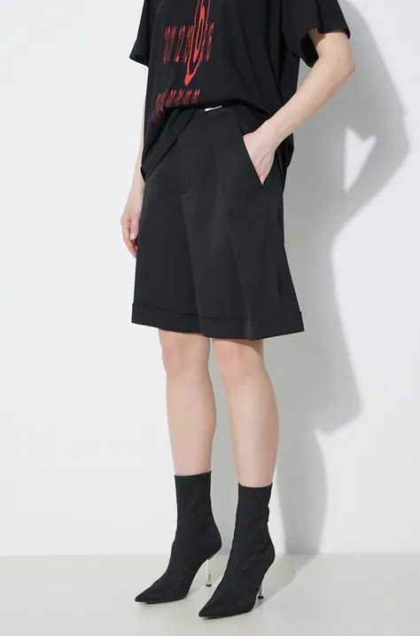MM6 Maison Margiela wool blend shorts black color smooth S52MU0119