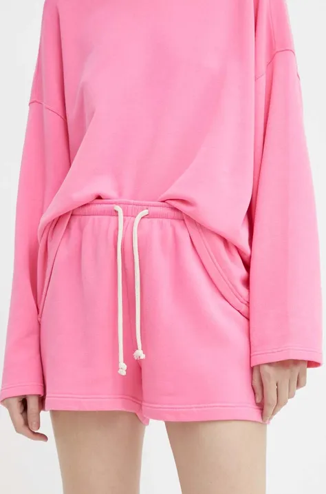 American Vintage szorty SHORT COURT damskie kolor różowy gładkie high waist HAPY09AE24