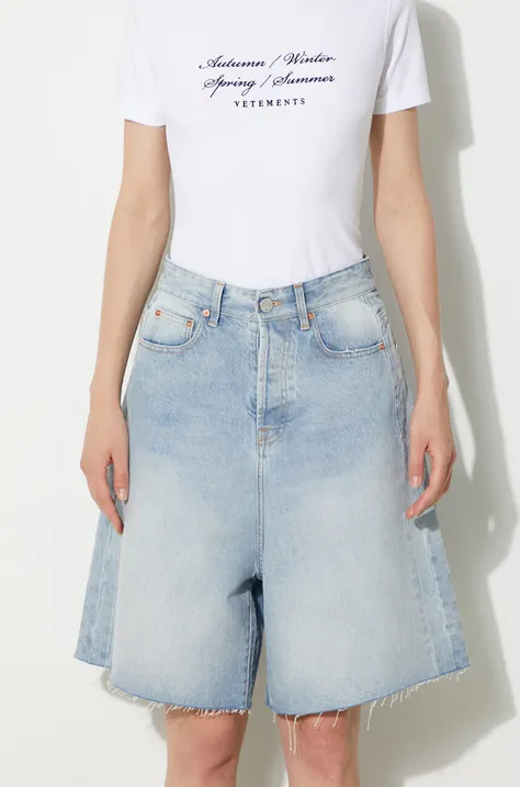 VETEMENTS pantaloni scurti jeans Denim Shorts femei, neted, high waist, UE64SS200N