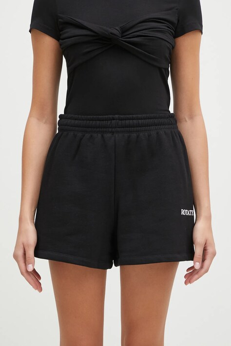 Rotate szorty bawełniane High Waist kolor czarny gładkie high waist 112455100