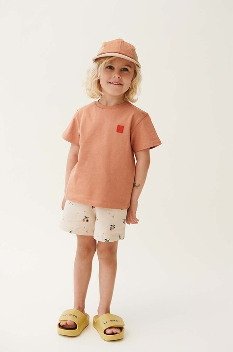 Liewood pantaloni scurți din bumbac pentru copii Gram Printed Sweatshorts culoarea roz, modelator, talie reglabila