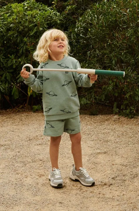 Детские хлопковые шорты Liewood Gram Printed Sweatshorts цвет зелёный с узором регулируемая талия