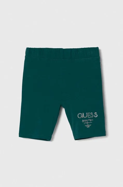 Детски къси панталони Guess в зелено с апликация