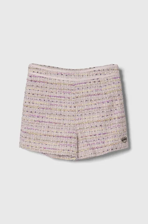 Dječje kratke hlače s dodatkom vune Guess boja: ružičasta, s uzorkom, podesivi struk