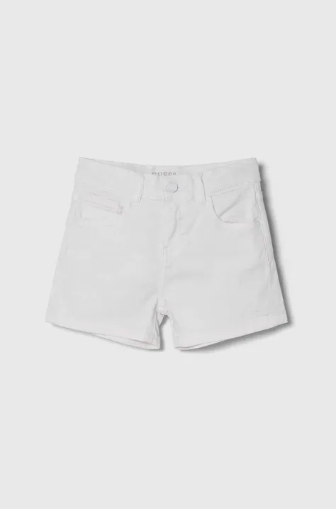 Dječje traper kratke hlače Guess boja: bijela, bez uzorka, podesivi struk
