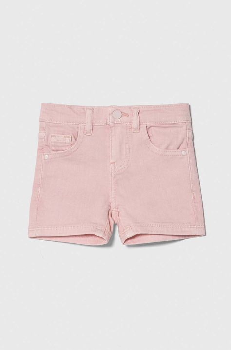 Παιδικό σορτς τζιν Guess χρώμα: ροζ