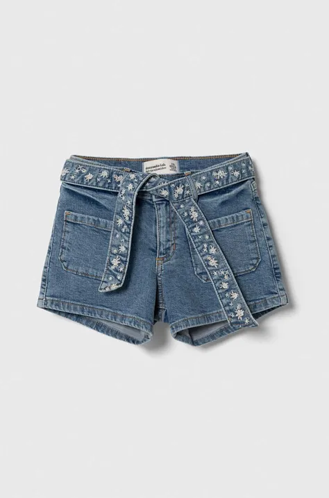 Abercrombie & Fitch szorty jeansowe dziecięce kolor niebieski z aplikacją regulowana talia