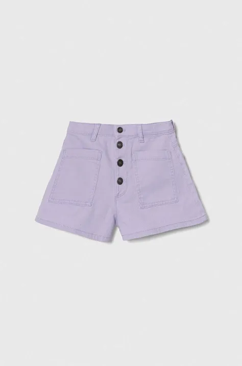 Detské rifľové krátke nohavice United Colors of Benetton fialová farba, jednofarebné, nastaviteľný pás