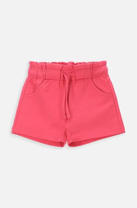 Coccodrillo pantaloni scurți din bumbac pentru copii culoarea roz, neted